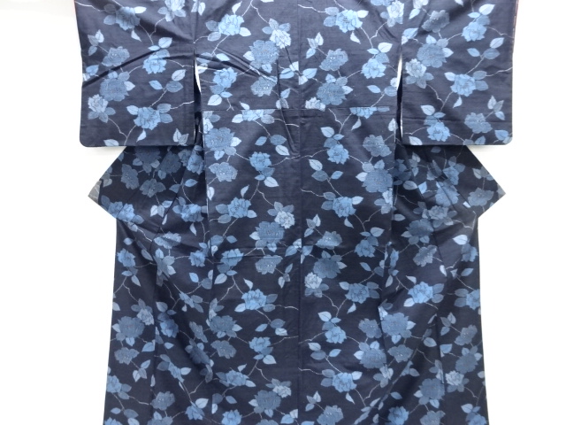 JAPANESE KIMONO / TSUMUGI / WOVEN BRANCH FLOWER